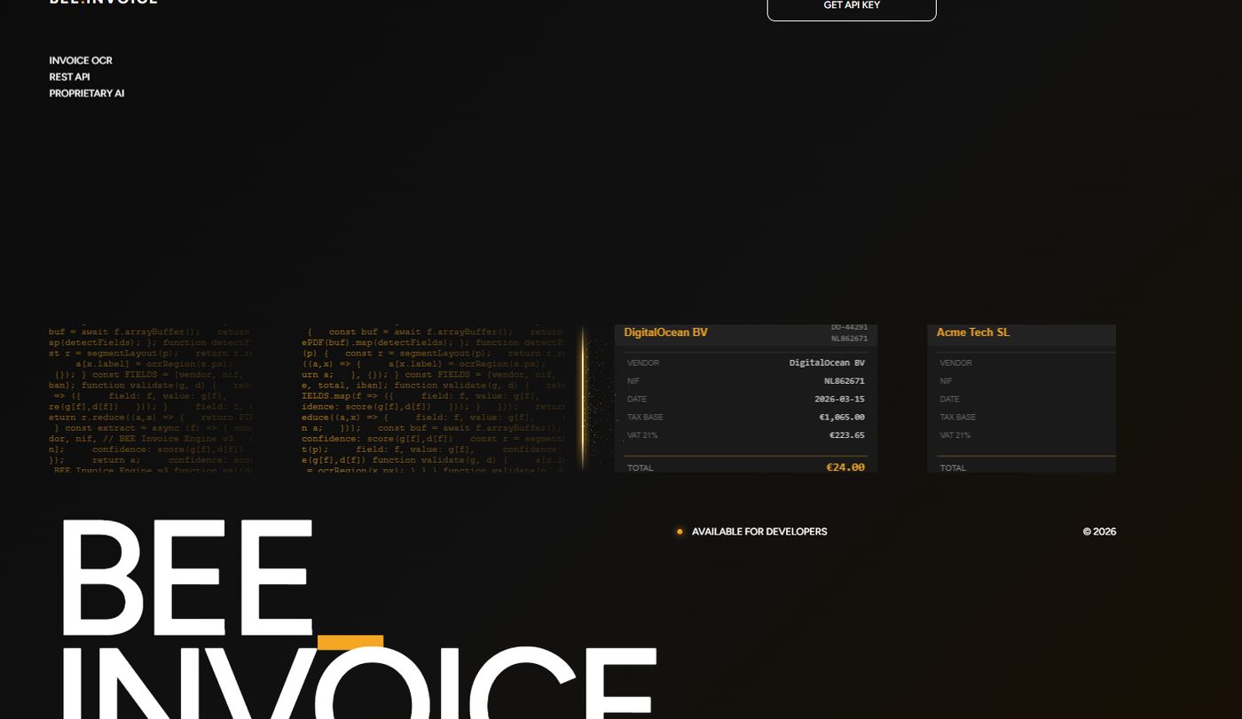 BEE Invoice dashboard screenshot