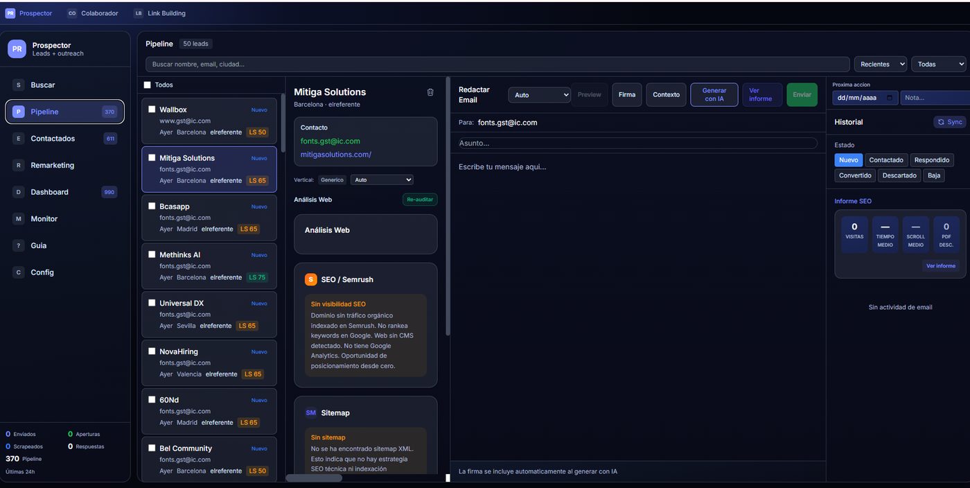 Prospector dashboard screenshot